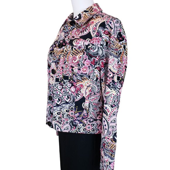 Charter Club Paisley Print Cropped Fitted Cotton Jacket M - Picture 5 of 11
